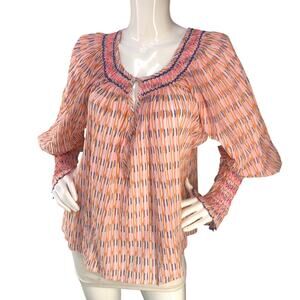Thierry Colson Womens Size XS Top Valeska Blouse Smocked Balloon Sleeve